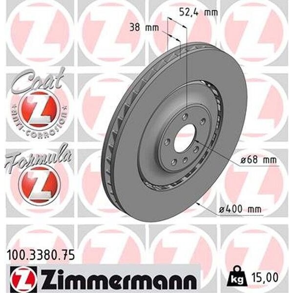 Zimmermann Brake Disc - Fusion Z/Coated 400Mm, 100.3380.75 100.3380.75 - main